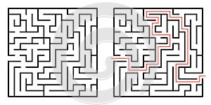 Labyrinth game. Maze or puzzle design. Find the way and right solution for exit. Vector illustration